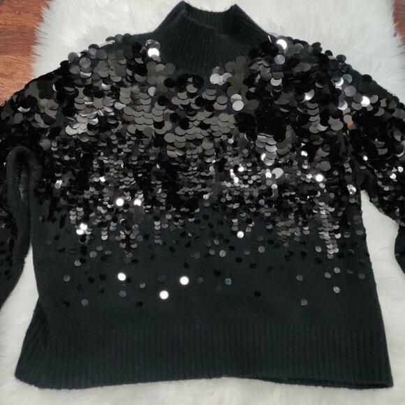 Los Angeles Atelier & Other Stories Wool Blend Sequin Turtleneck Sweater Large - Picture 4 of 13